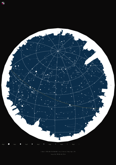 デザイン参考例（２）：全天（天頂）の星図