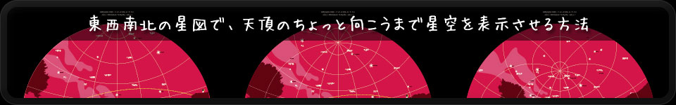東西南北の星図で、天頂のちょっと向こうまで星空を表示させる方法