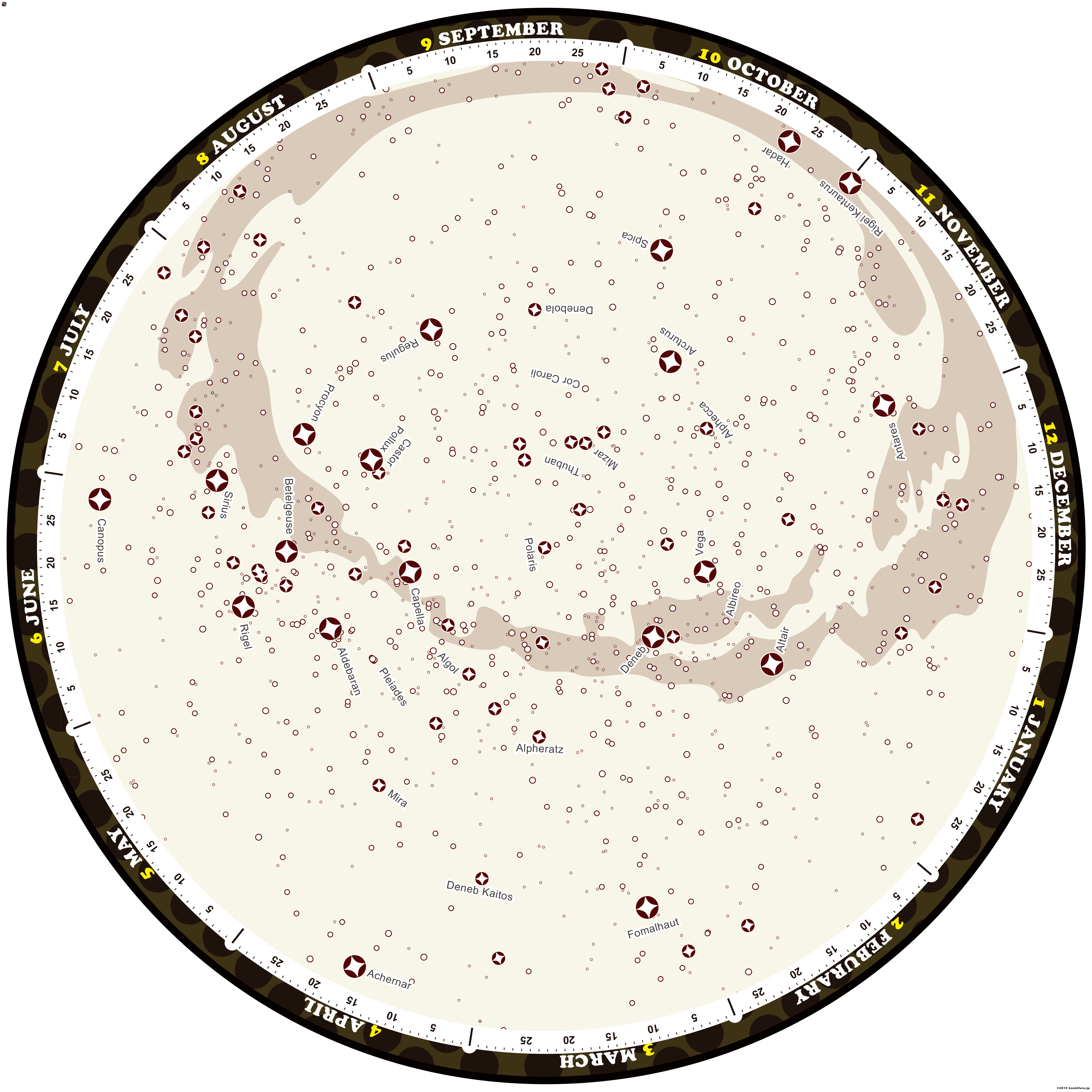 星座早見盤素材 ベクター Ai Cc By 3 0 星降る